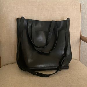Madewell 100% Leather Black Tote Bag Purse